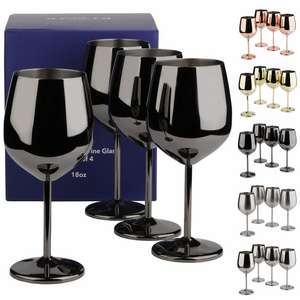 Custom Party goblet wine Stainless Steel wine glass goblet 16oz Metal Goblet Wine Glass Cocktail Cup