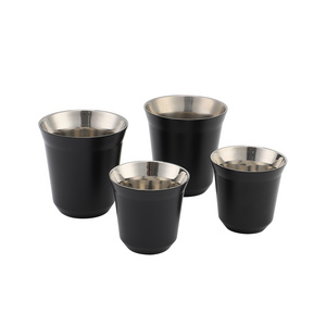 Custom Best Seller 160ml 4 pcs Double Wall stainless steel tea mug custom Color Espresso Coffee Cup Set