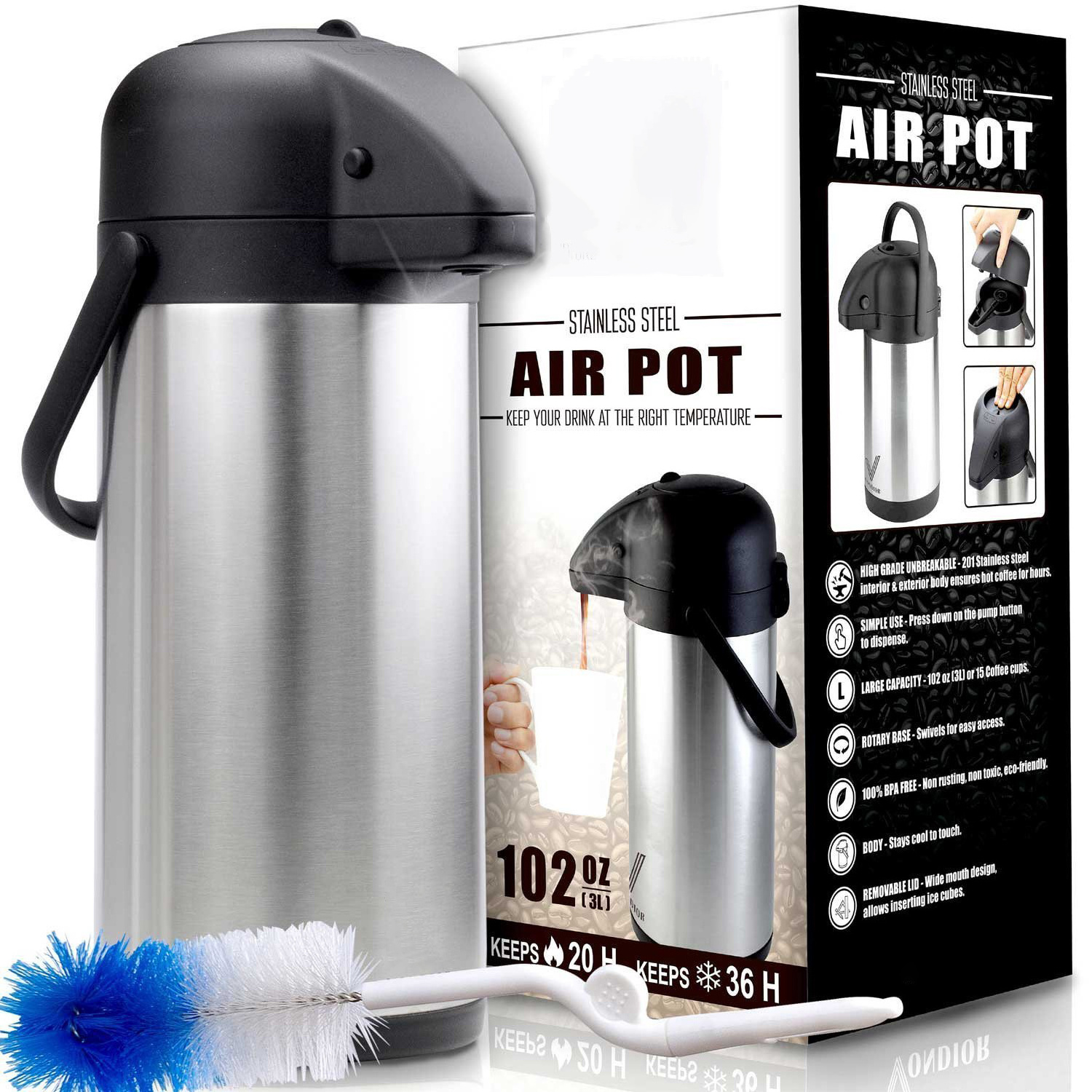 2l 2.5l 3l 3.5l 4l Paraguay Bolivia Big Flask Water Thermos Air Pump Pot Coffee Dispenser Vacuum Insulated termos Flask Carafe