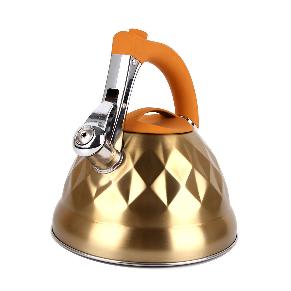 New Design Stove Top Tea Pots Water Kettles Stainless Steel Whistling Kettle With Gold Plated