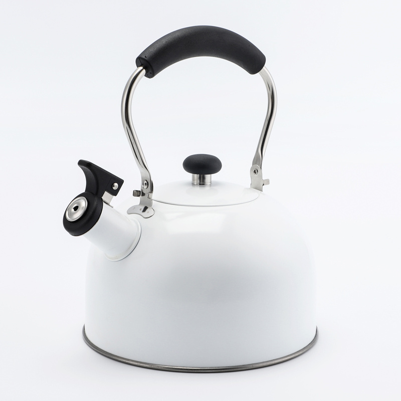 2.5L Color Painting White Kettle Whistling Tea Pot Stainless Steel Whistle Stove Top Kettle Black