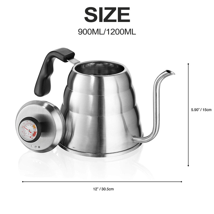 Custom Hot Selling Stainless Steel Coffee Kettle Gooseneck Coffee Kettle With Thermometer