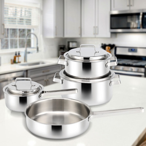 New Designer Korean Style 304 Triply Stainless Steel Kitchen Induction Stainless Steel Cookware Sets Cooking Pot Set