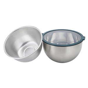 Factory Salad Mixing Bowl Set 3QT 20CM Stainless Steel Mixing Bowl With Colander