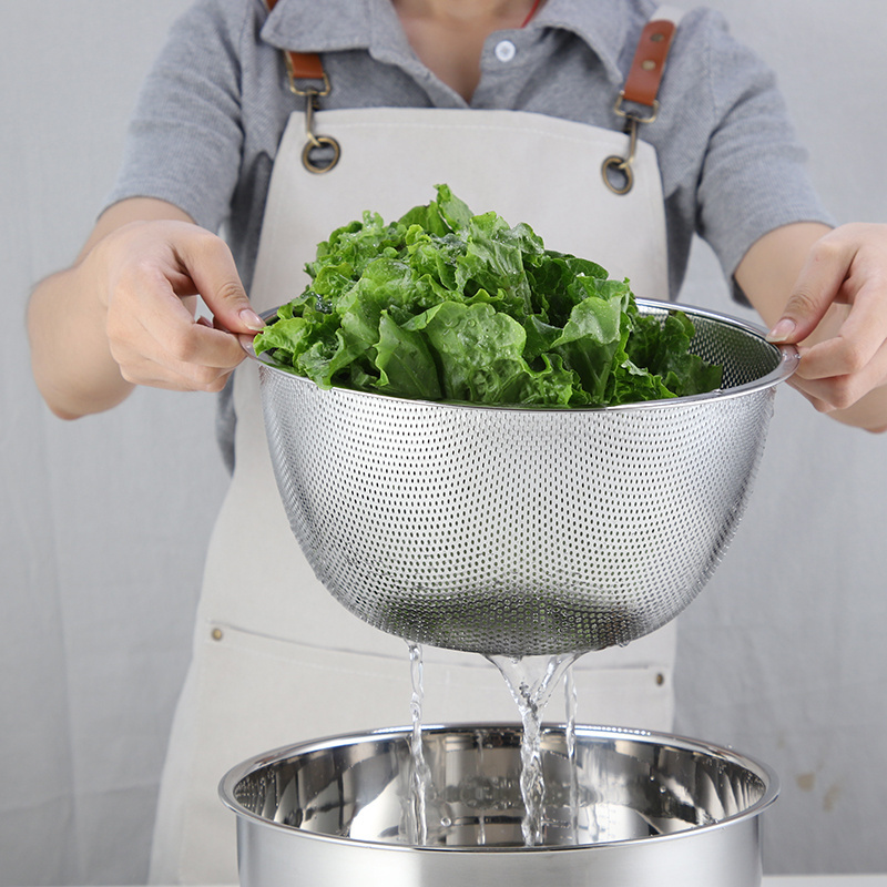 Factory Salad Mixing Bowl Set 3QT 20CM Stainless Steel Mixing Bowl With Colander