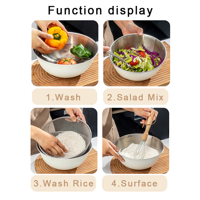 Stainless Steel Mixing Bowls Set Salad Mixing Bowl With Strainer