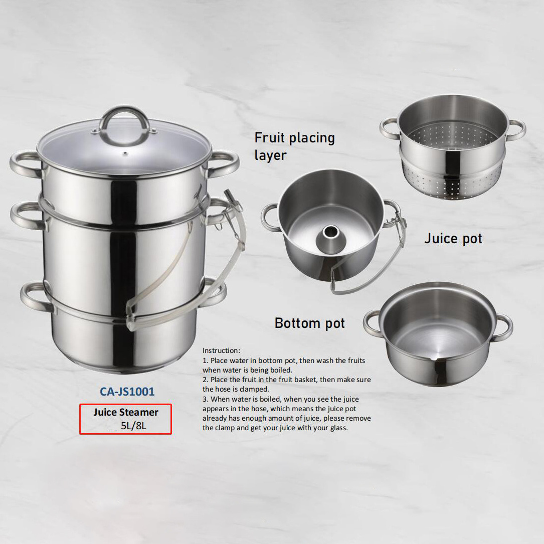 Juice Maker 24cm 5L 8L Induction Bottom Water Distiller Stainless Steel Fruit Cooking Pot Juicer Steamer