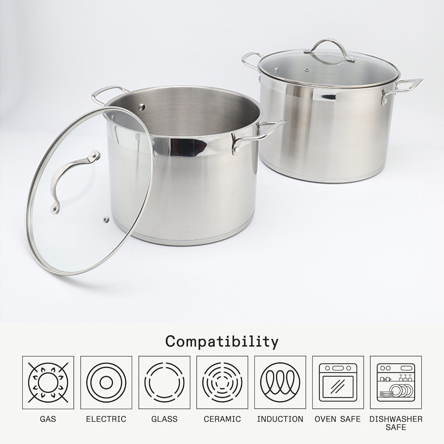 20/24/26cm Cooking Soup Pots Stew Pot Cookware Casserole 8/10/12QT Stainless Steel Stock Pot