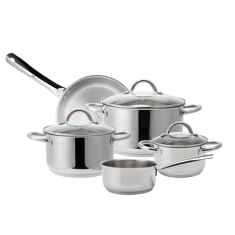 8pcs Non Stick Cookware Set Sauce Pan Frying Pan Stock Pot Stainless Steel Pots And Pans Cooking Set