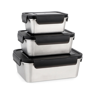 Leakproof Rectangle Bento Box 18/8 Stainless Steel Bento Lunch Box  Lunch Box Set With Locking Lid