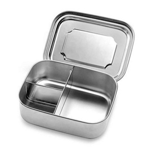 Rectangle Eco Friendly Food Container Metal Storage Bento Box 304 Stainless Steel Lunch Box With Divided For Kids Adults