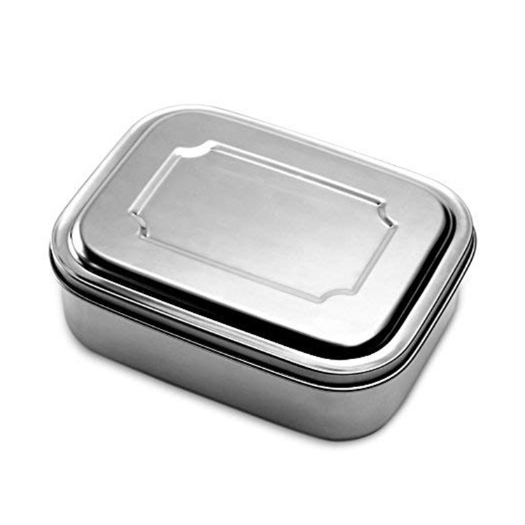 Rectangle Eco Friendly Food Container Metal Storage Bento Box 304 Stainless Steel Lunch Box With Divided For Kids Adults