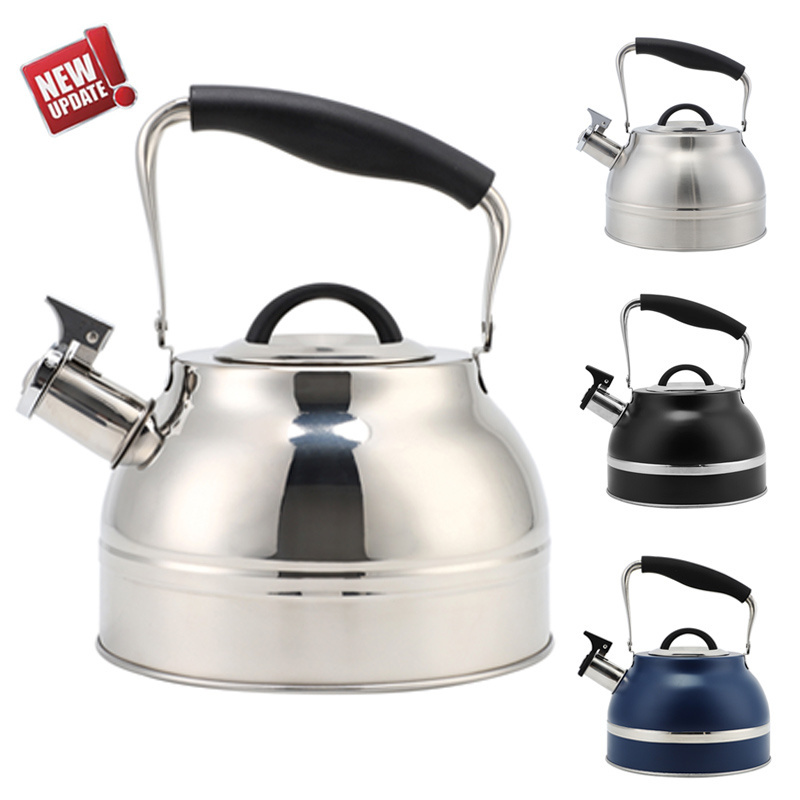 Custom Water Kettles Whistle Tea Pot 2.8L 3QT Stove Top Black White Stainless Steel Whistling Tea Kettle