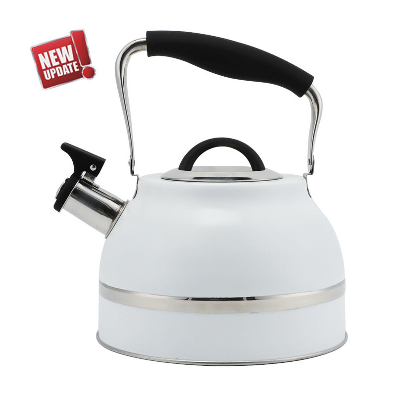 Custom Water Kettles Whistle Tea Pot 2.8L 3QT Stove Top Black White Stainless Steel Whistling Tea Kettle