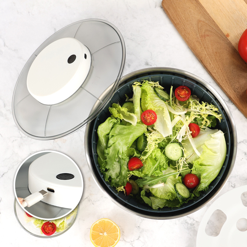 Stainless Steel Salad Spinner Slicer Fruit and Vegetable Electric Salad Spinner