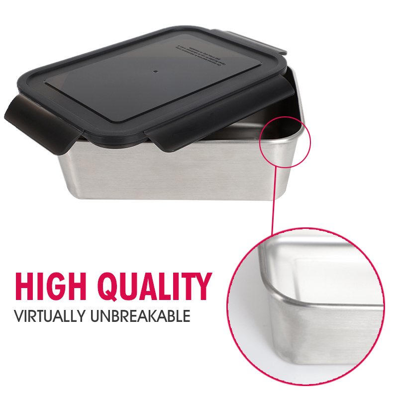 Leakproof Rectangle Bento Box 18/8 Stainless Steel Bento Lunch Box  Lunch Box Set With Locking Lid