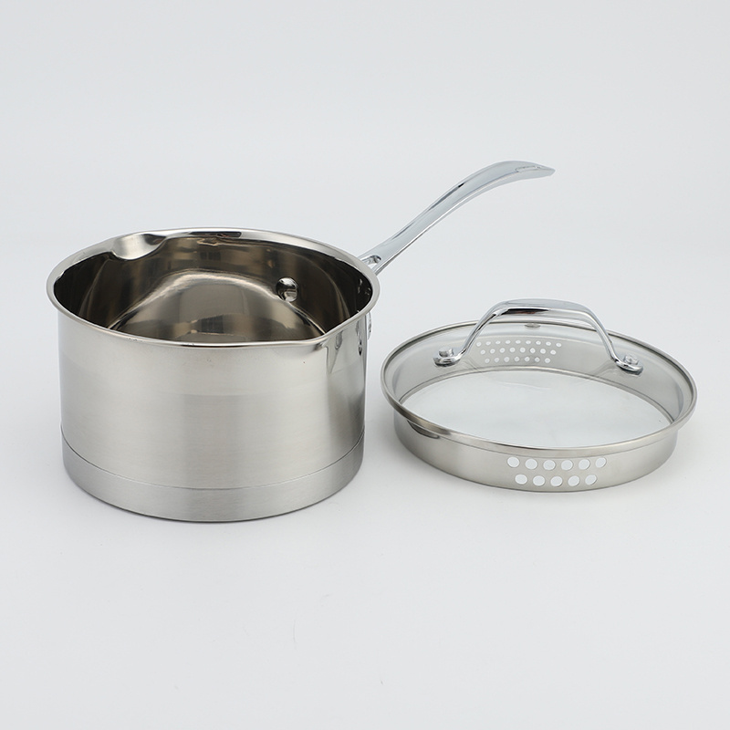 Factory Cooking Pot Nonstick Frypan Stainless Steel Sauce Pan With Glass Lid