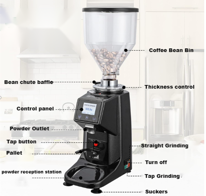 Wintop Touch Screen Coffee Bean Grinding Machine Coffee Bean Grinder Burr blade Commercial Grinder for Coffee shop