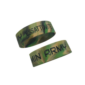 New style camouflage silicon bracelet personalised custom logo 1 inch silicone wristbands