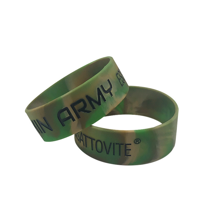 New style camouflage silicon bracelet personalised custom logo 1 inch silicone wristbands