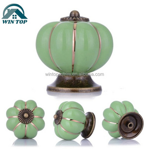 Vintage Decorative Home Kitchen Cabinet Ceramic Pumpkin Door Knobs Handles Antique Pumpkin Porcelain Cupboard Door Knobs Pulls