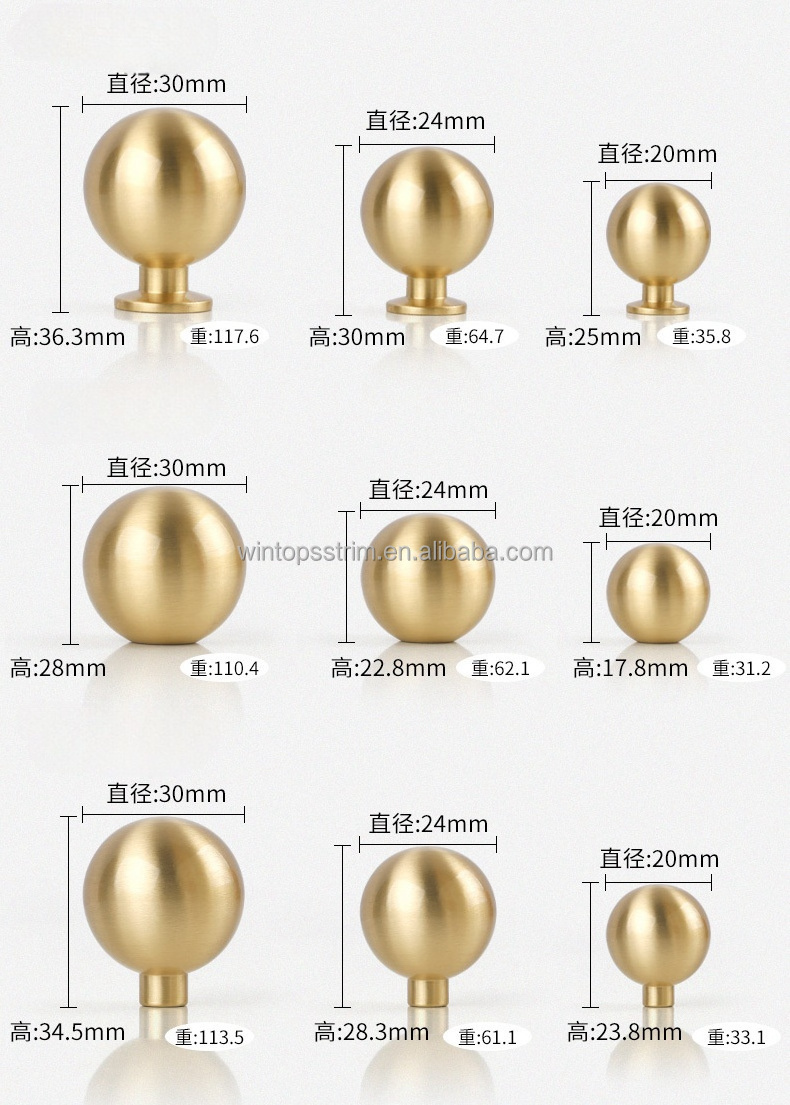 Manufacturer Best Price Round Solid Brass Pulls Cabinet Drawer Modern Minimalist Knobs for Furniture Brass Knob