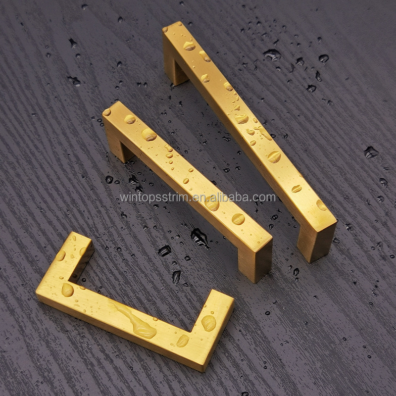 Win Top Gold Cabinet Pulls Brushed Brass Gold Cabinet Handles Square Brushed Gold Kitc hen Hardware Pulls for Dresser Drawers