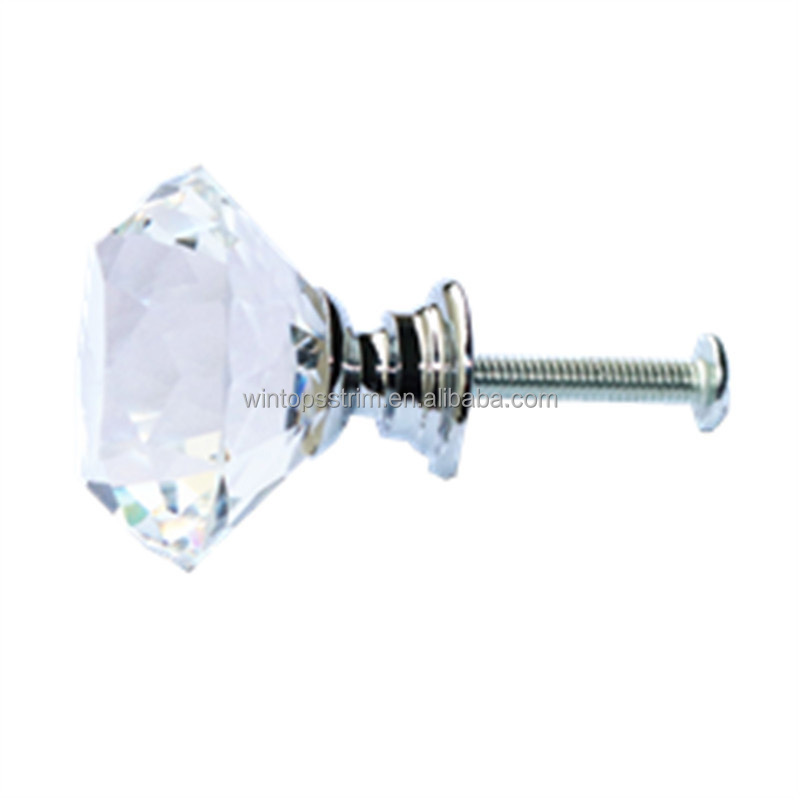 Win Top 30mm Diamond Shape Drawer Kitchen Cabinets Dresser Cupboard Wardrobe Pulls Handles Crystal Glass Cabinet Knobs