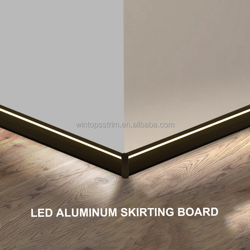 Win Top Aluminum Alloy Baseboard Led Corner Line Hotel Metal Baseboard Led Skirting Board Led Skirting Profile