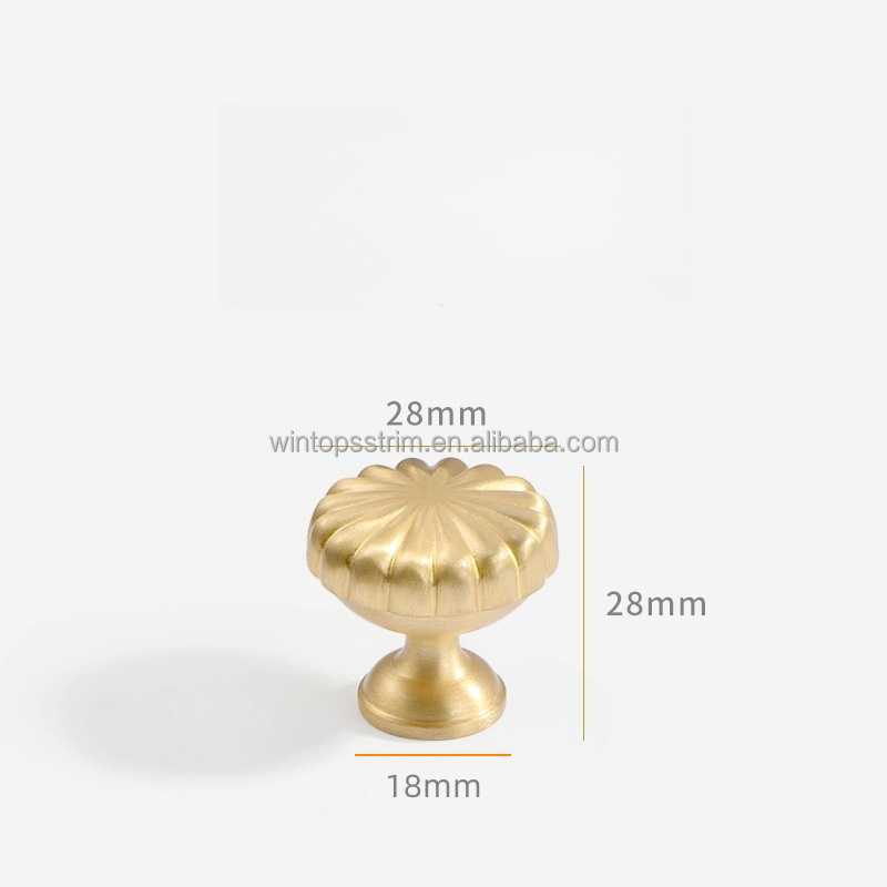 Copper Cupboard Cabinet Drawer Golden Round Pulls Pumpkin Shaped Dresser Knobs Solid Brass Furniture Handles