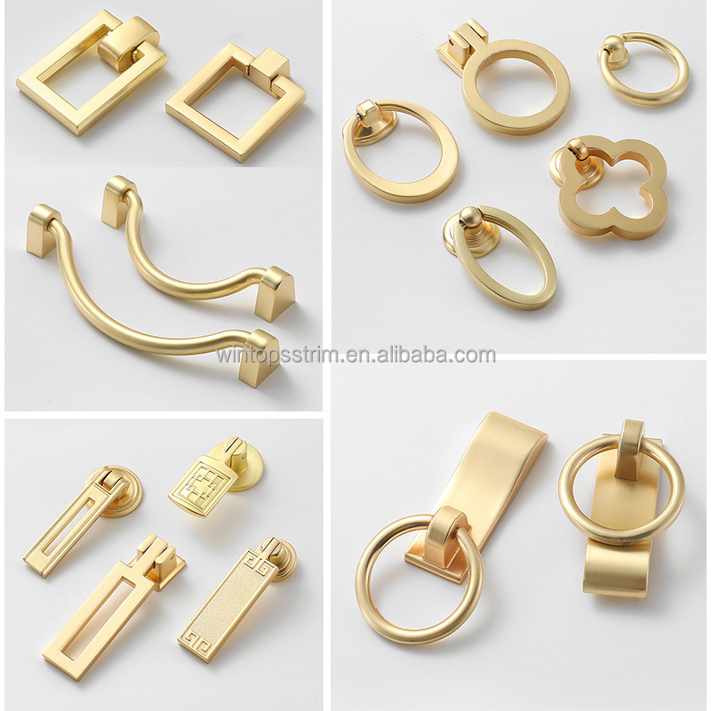 Win Top Cupboard Decorative Modern Hardware Pulls Handles Brushed Brass Cabinet Knobs Gold Drawer Knobs for Cabinet and Dresser