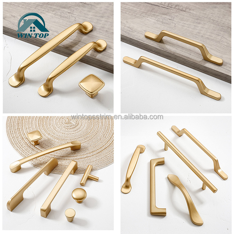 Win Top Luxury Gold Handles Cabinet Pulls Furniture Kitchen Hardware Door Knobs Bedroom Dresser Drawers Handles