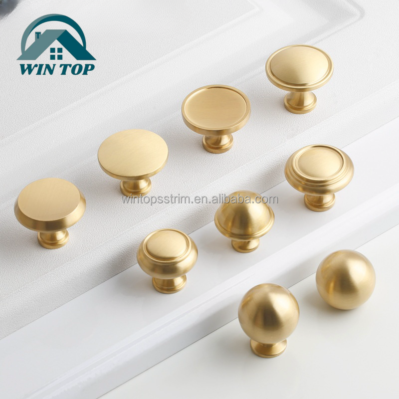 Manufacturer Best Price Round Solid Brass Pulls Cabinet Drawer Modern Minimalist Knobs for Furniture Brass Knob