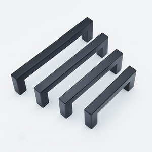 Win Top Stainless Steel Pulls Hardware for Kitchen and Bathroom Cabinets Cupboard Black Square Bar Cabinet Pull Drawer Handle