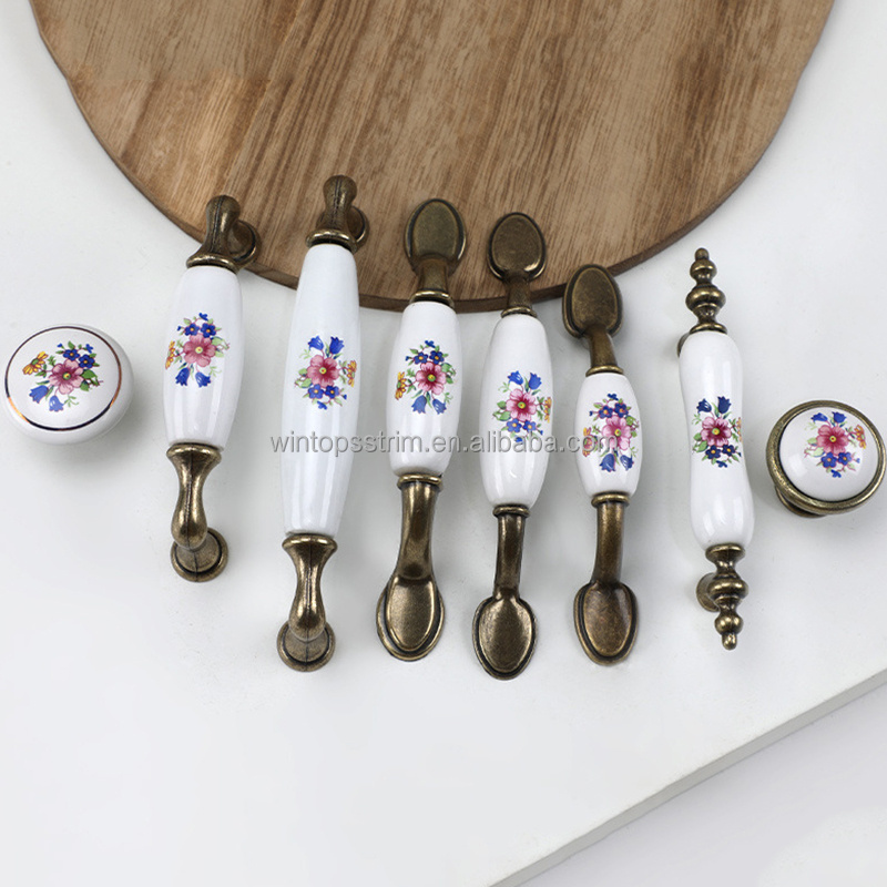 Win Top Home Office Rounded Furniture  Ceramic Handles Antique Cabinet Pulls Tray Ceramic Cabinet Handles Kitchen Cabinet Knobs