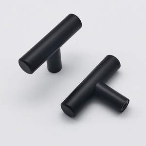 Win Top Black Stainless Steel Kitchen Cabinet Door Handles T Bar Drawer Pulls Knobs Single Hole Handles