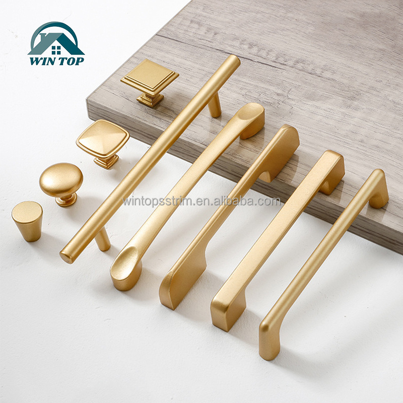 Win Top Luxury Gold Handles Cabinet Pulls Furniture Kitchen Hardware Door Knobs Bedroom Dresser Drawers Handles