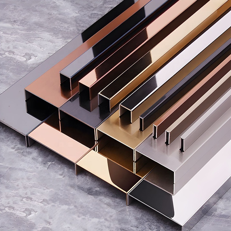 Stainless Steel Brushed Edging Trim Gold Rose Gold Black Silver Metal Trim Decorative Profiles