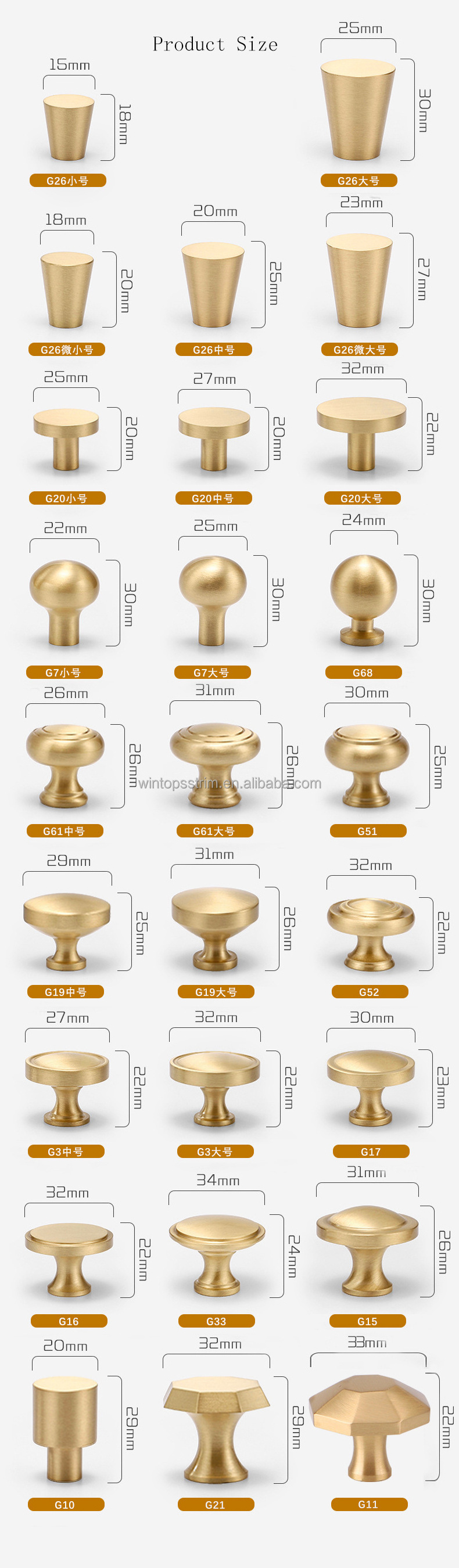 Win Top Round Brass Pulls Antique Cabinet Drawer Modern Knobs Furniture Brass Dresser Drawer Gold Cupboard Ball Handles Knobs