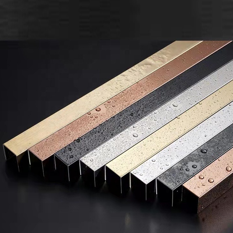 Stainless Steel Brushed Edging Trim Gold Rose Gold Black Silver Metal Trim Decorative Profiles