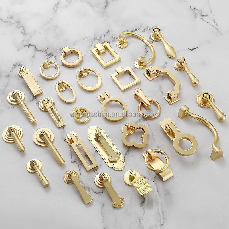 Win Top Cupboard Decorative Modern Hardware Pulls Handles Brushed Brass Cabinet Knobs Gold Drawer Knobs for Cabinet and Dresser