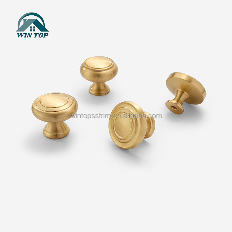 Win Top Round Brass Pulls Antique Cabinet Drawer Modern Knobs Furniture Brass Dresser Drawer Gold Cupboard Ball Handles Knobs