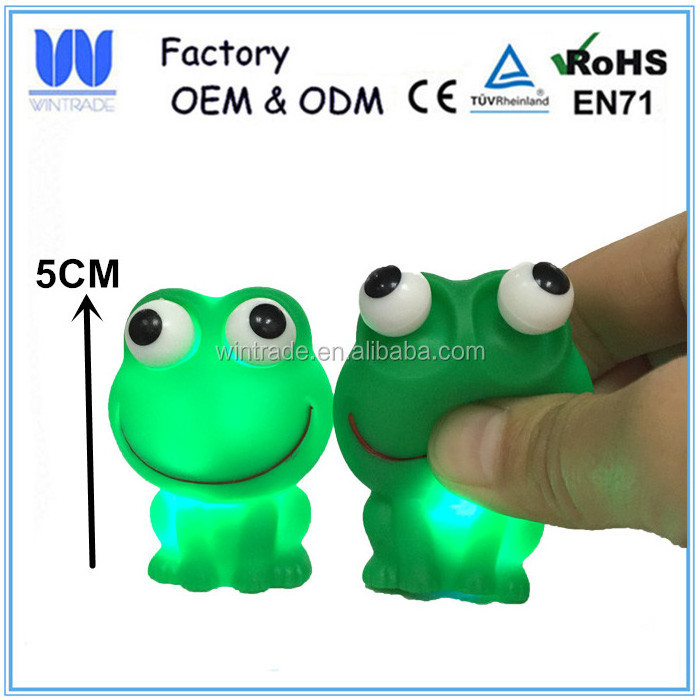 Rubber plastic frog eye pop out led squeeze plastic animal toy