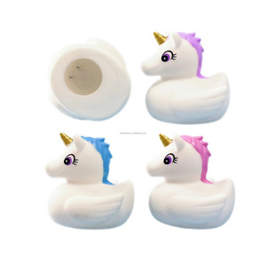 Unicorn bath toys with LED light rubber ducky floating for kids shower cub light up duck