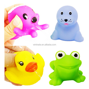 Spray Water Rubber Toys Set Vinyl Squeeze Squirt Floating Sea Animals Octopus Frog Baby Kids Plastic Duck Bath Toys