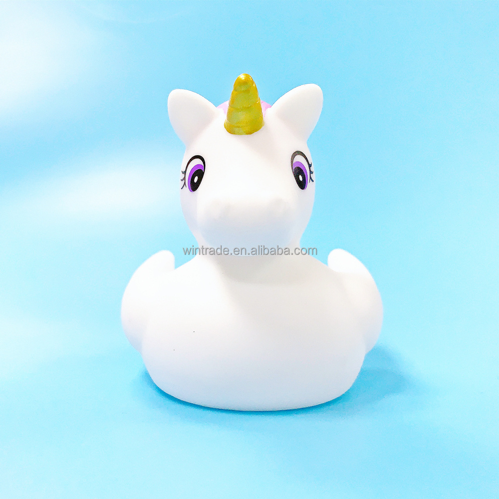 Unicorn bath toys with LED light rubber ducky floating for kids shower cub light up duck