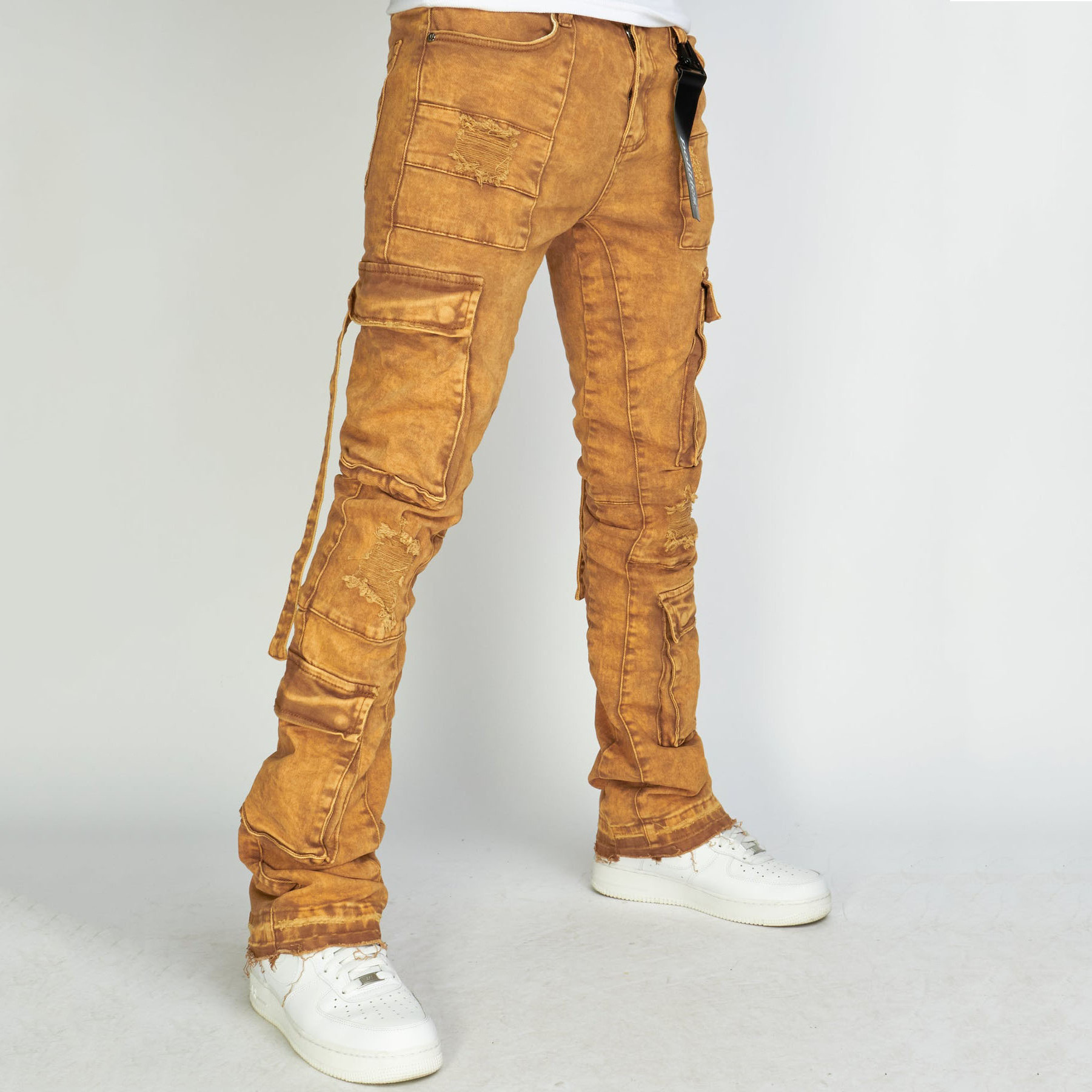 Manufacturers Yellow Wholesales Custom Private Label Fashion Cargo Denim Men Skinny Stacked Jeans