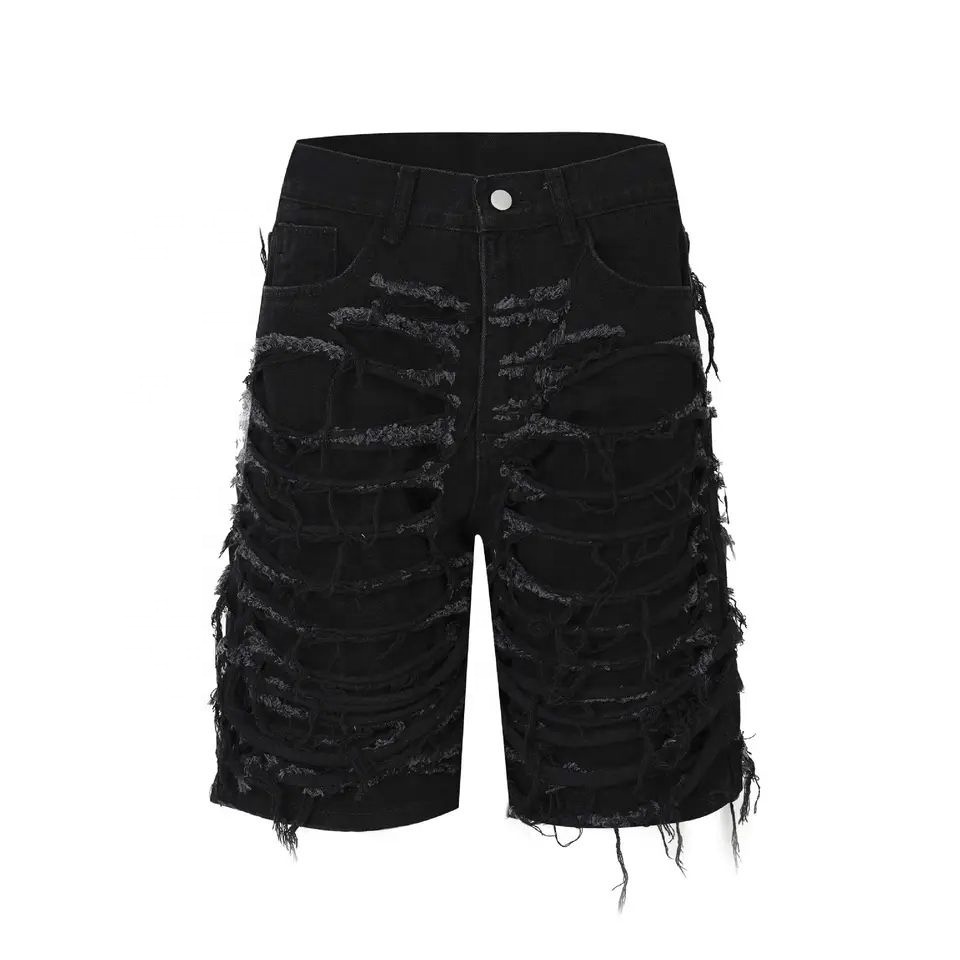 AeeDenim raw distressed shorts blank wholesale slim fit men denim jeans manufacturer men's original jeans trousers for men