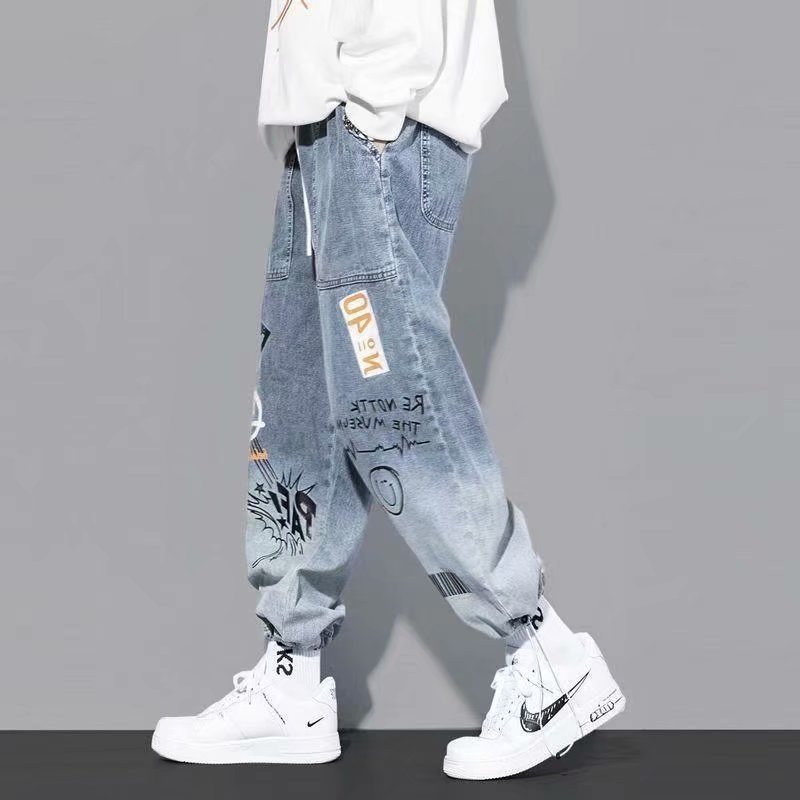 Custom loose fit vintage homme street style denim jeans pants men stacked wholesale baggy jeans for men