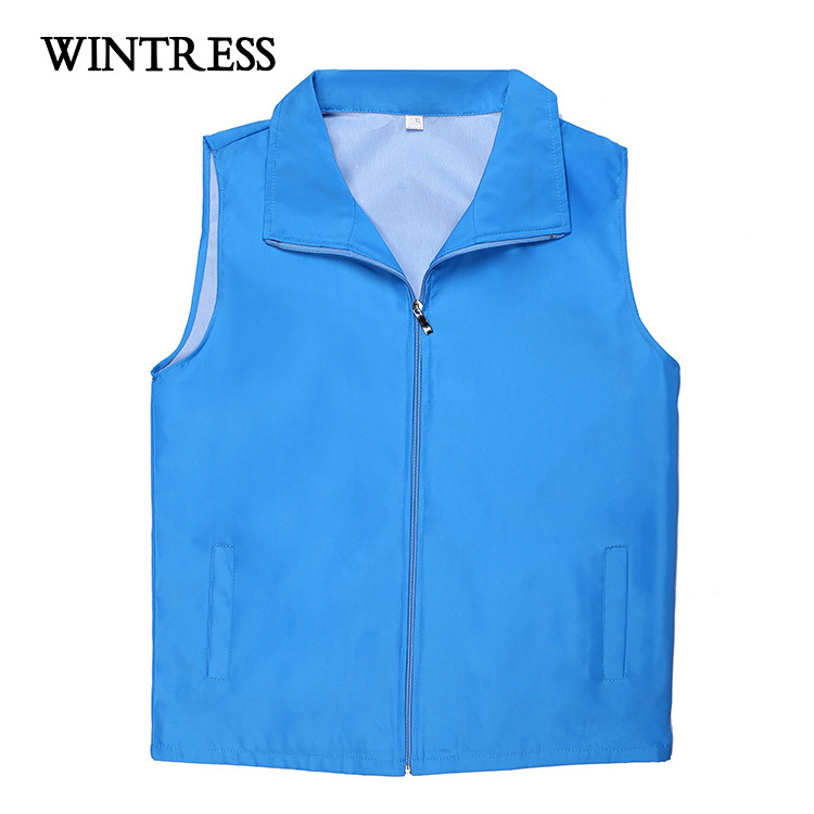 With zipper waistcoat for men design, black cheap utility waistcoat with pocket